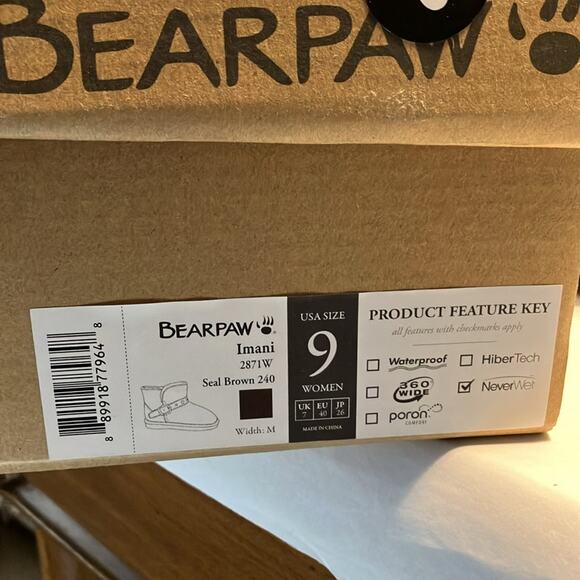 NWT BearPaw Imani seal brown Women’s Size 9 Ankle Boots warm shoes never wet - Picture 6 of 7